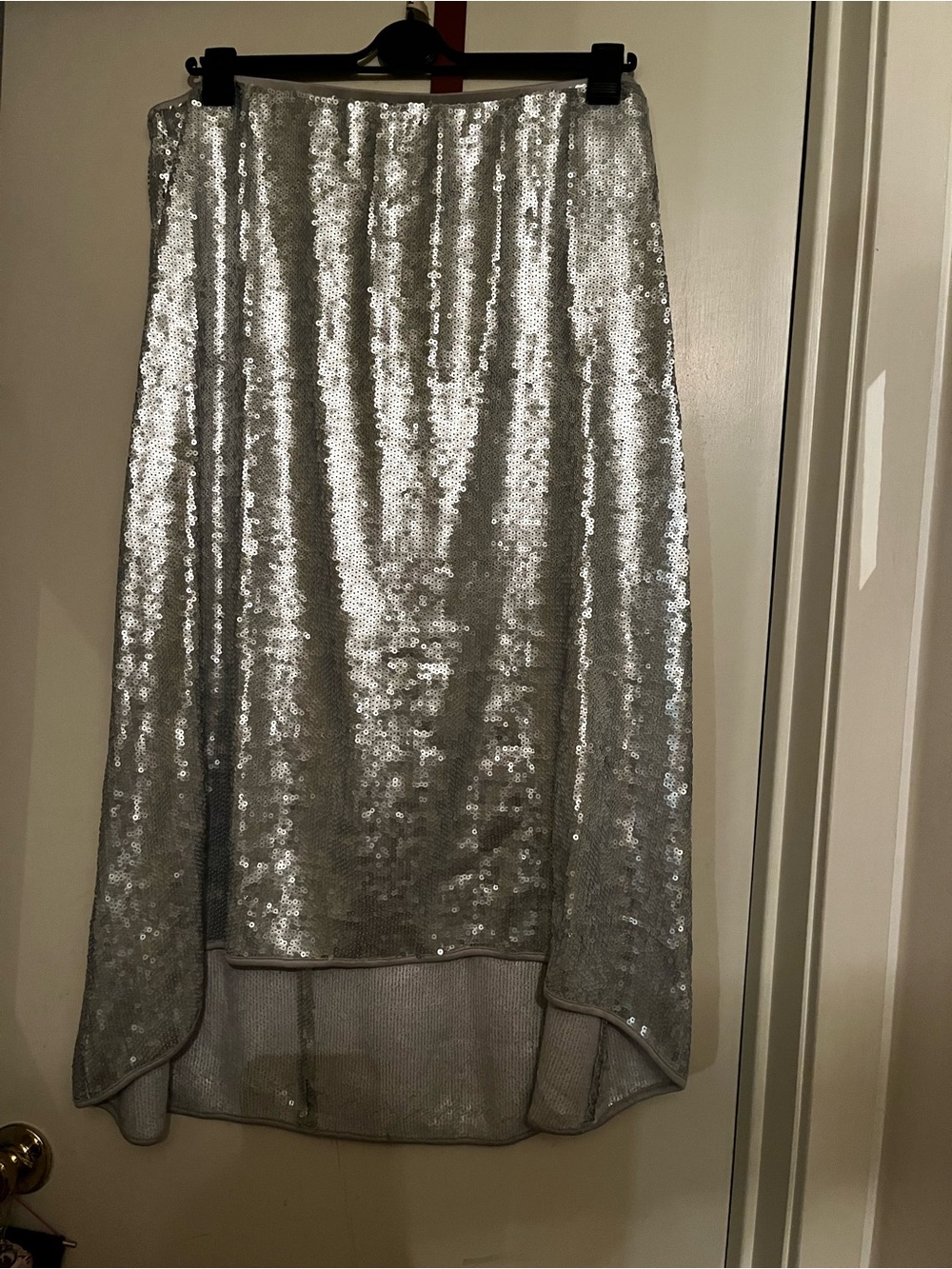 C. Wonder Silver Matte Sequin Midi Skirt, 2xp